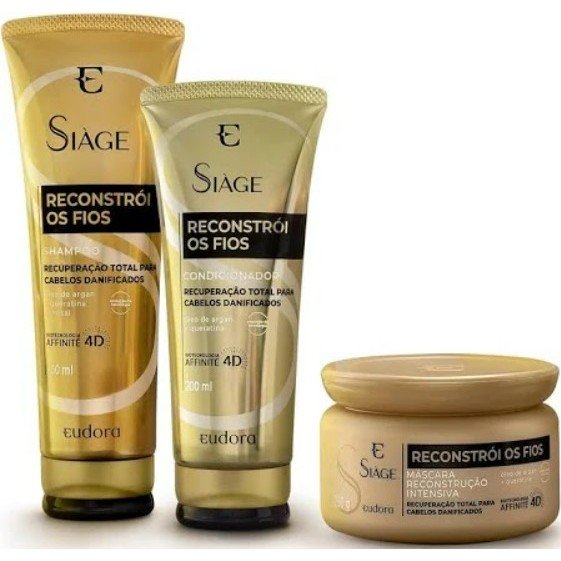 KIT SIAGE EUDORA RECONSTROI OS FIOS CONDICIONADOR 200ML+ SHAMPOO 250ML+ MASCARA 250G