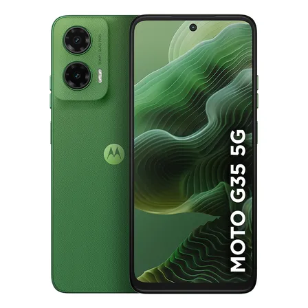 Smartphone Motorola Moto G35 5g - 128gb 12gb (4gb Ram+8gb Ram Boost) E Camera 50mp Com Ai Nfc Tela 6.7  Com Superbrilho - Verde - Vegan Leather
