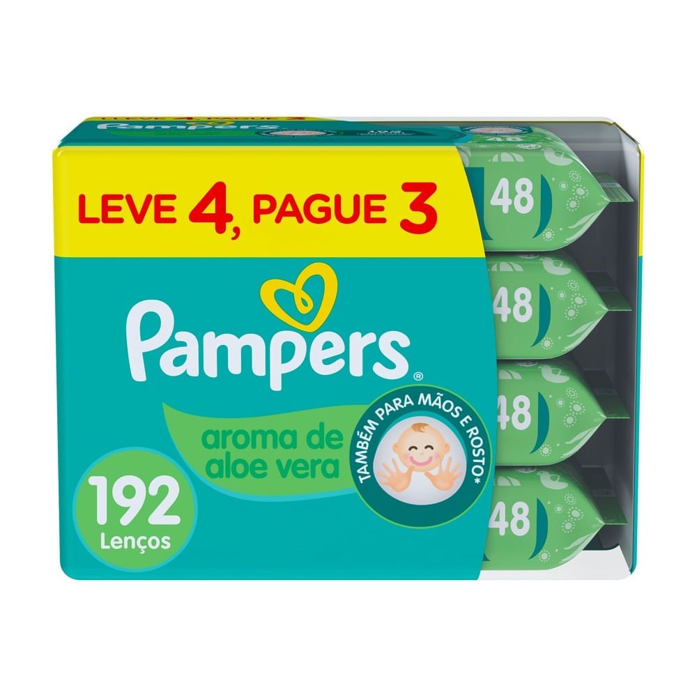 Lenços Umedecidos Pampers Aroma de Aloe Vera 192 Unidades