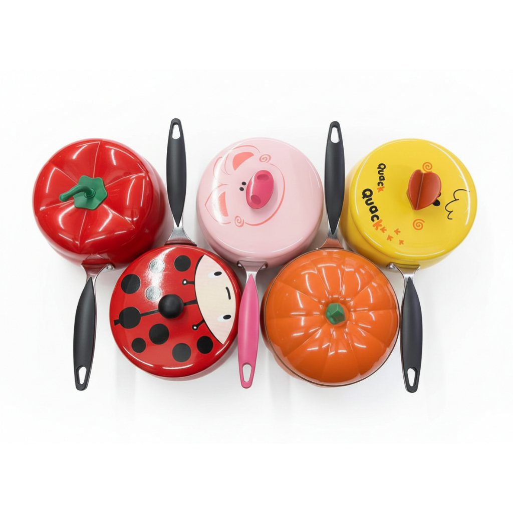 Panela de Aço 1.2 Litros Antiaderente com Desenhos Divertidos – Modelos Animais | Linha Premium