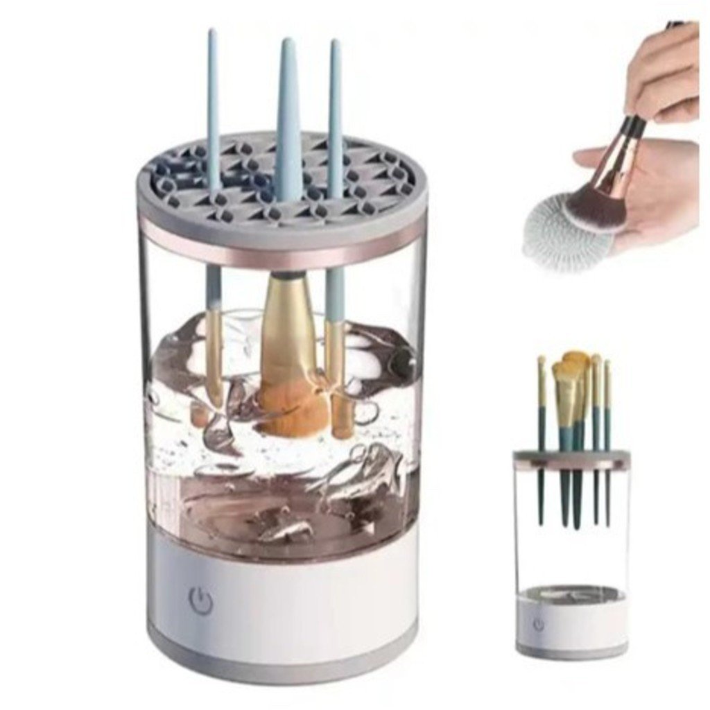 Esponja de maquiagem elétrica 3 em 1, limpador de pincéis, lava e seca automaticamente, USB