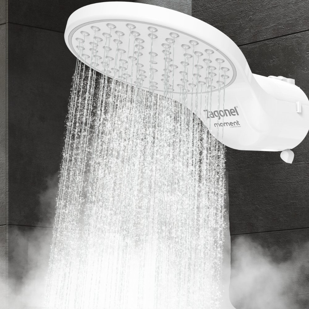 Chuveiro Ducha Moment Zagonel 4 Temperaturas Branco Banheiro Elegante Resistente Relaxante Moderno
