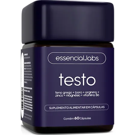 Testo Essencial - Fórmula Exclusiva Com Feno Grego, Boro, Arginina, Zinco, Magnésio E Vitamina B6 - Precursor Da Testosterona - 60 Cápsulas Sem Sabor