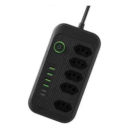 Extensão 5 Tomadas E  1 Pd 4 Usb Led Bivolt Power 127v/220v