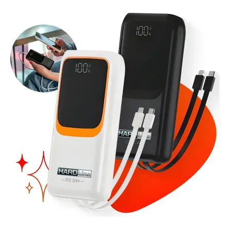 Carregador Portátil Power Bank 20000mah 22.5w Entrada É De 10v Usb-c Display Digital Carregamento Rápido Universal Samsung Motorola Xiomi 3 Saídas Preto Ou Branco - Marca Hardline Preto/branco