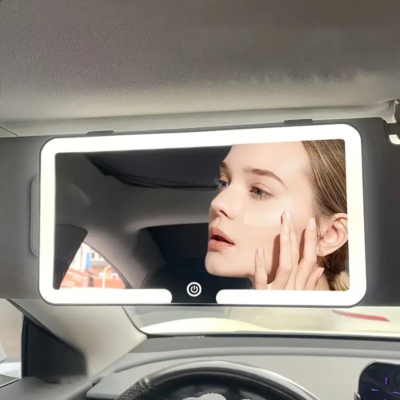 Espelho De Maquiagem Para Viseira Solar De Carro , Com 3 Modos De Luz LED , Tela Sensível Ao Toque Regulável , Interior