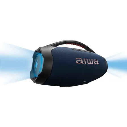 Caixa De Som Boombox Plus Aiwa Bbs-01-lbl 200w Bluetooth 30h Ip66 Usb Rgb Azul 127/220v