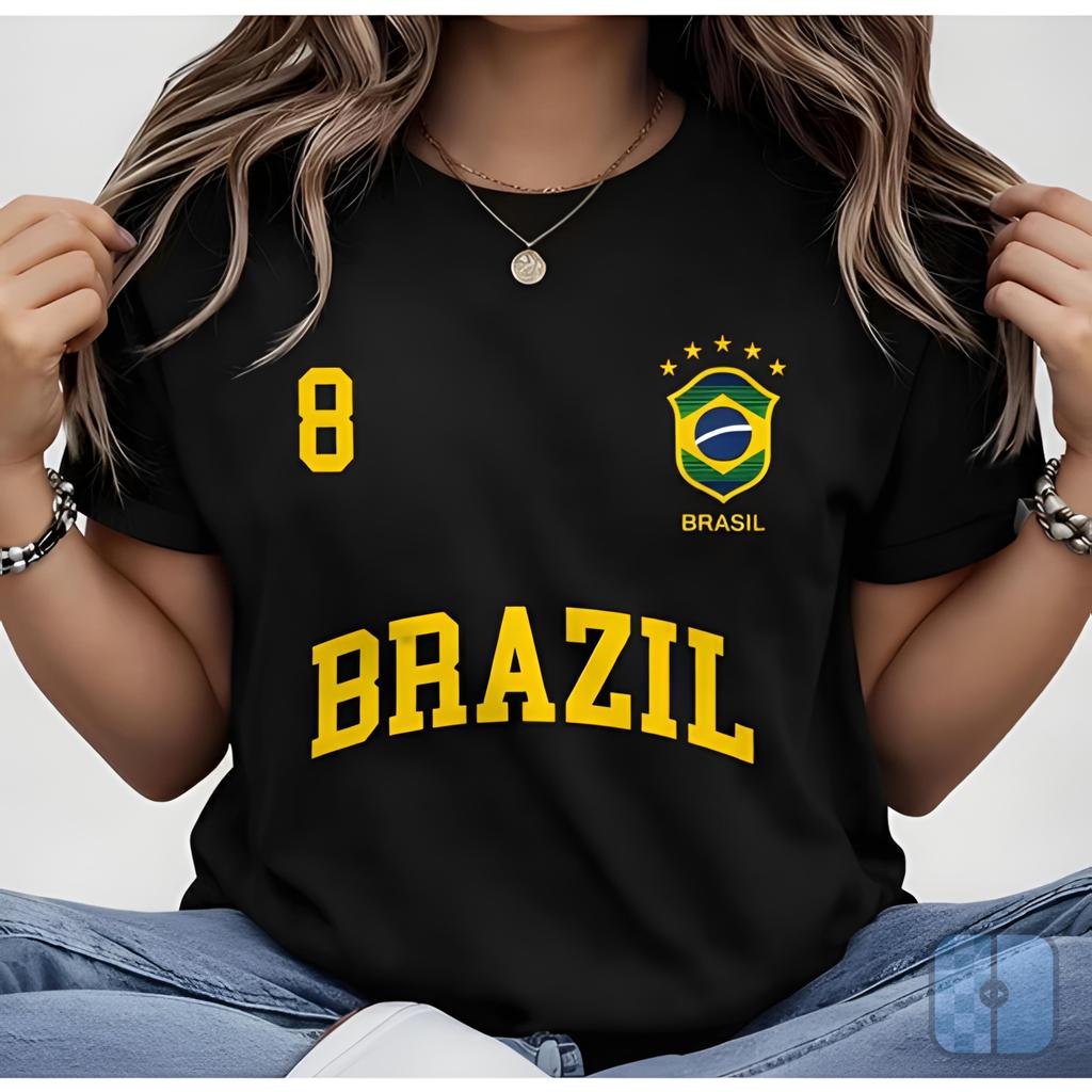 Camisa Camiseta Feminina StreetWear Brasil Algodão 100%  Tshirts verão Copa 2026 Gola Redonda Básica