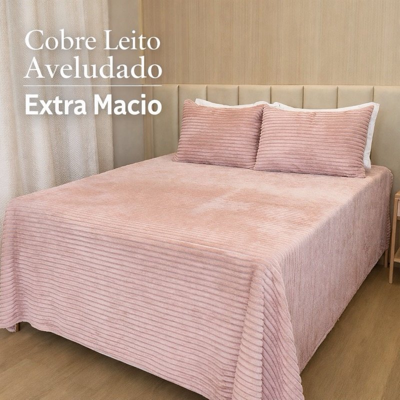 kit Manta Cobre Leito Canelado Aveludado Extra Macio Tipo Cobertor 2,50 x 2,20 M