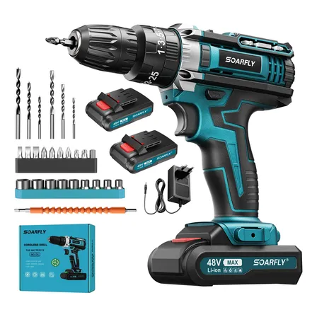 Parafusadeira Furadeira De Impacto Profissional Sem Fio 48v Azul 127/220v 50/60hz