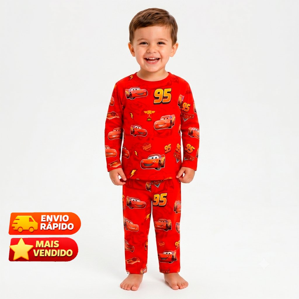 Pijama Carros Mcqueen infantil Manga Longa e Curta Personagem 1 a 8 anos | ENVIO IMEDIATO