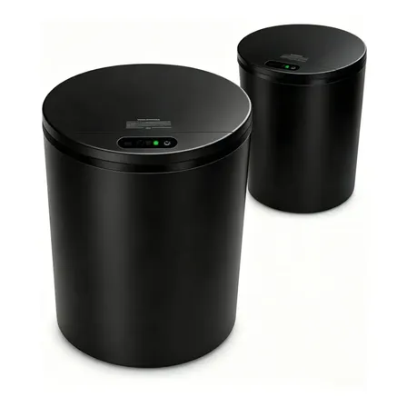Lixeira Redonda Preta Inteligente 16L Automática com Sensor para Banheiro e Cozinha
