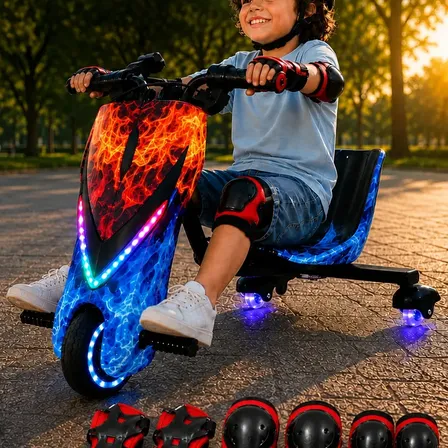 Triciclo Eletrico Drift Bluetooth Infantil 100kg + Brinde Azul-marinho