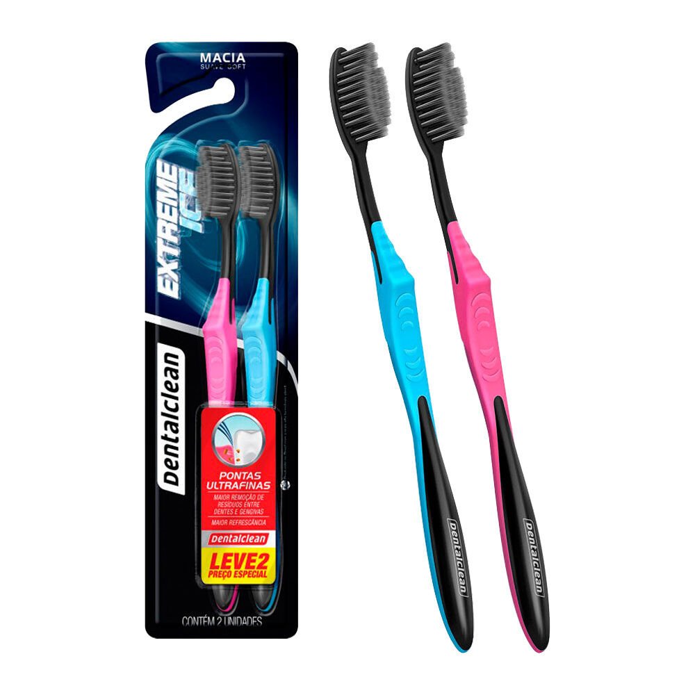 Pack 2 Escovas de Dente Macia Suave Extreme Ice Ultrafina Dentais Dentalclean